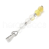 Faceted Round Natural Quartz Crystal & Gold Rutilated Quartz & Yellow Opal Beaded Pendants PALLOY-JF03529-04-2