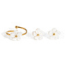 Fashion Stainless Steel Flower Cuff Rings & Stud Earrings Sets for Women WL9140-1-5