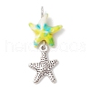 7Pcs 7 Styles Dyed Synthetic Turquoise Starfish & Alloy Sea Animals Pendants PALLOY-JF03754-03-3