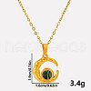 304 Stainless Steel Pave Natural Paua Shell Crescent Moon Pendant Necklaces ZQ6791-3-2