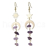 Moon & Sun & Star Brass Asymmetrical Earrings EJEW-JE05461-3