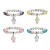 4Pcs 4 Color Natural Howlite Round Beaded Stretch Bracelets Set BJEW-TA00235-1