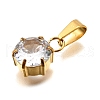 304 Stainless Steel Pave Cubic Zirconia Pendants STAS-B086-12G-01-2