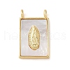 Brass Pave Natural White Shell Pendants KK-S522-02D-G-1