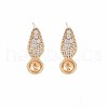 Brass Micro Pave Clear Cubic Zirconia Stud Earring Findings KK-S364-127-1