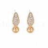 Brass Micro Pave Clear Cubic Zirconia Stud Earring Findings KK-S364-127-1