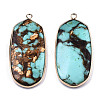 Assembled Natural Bronzite and Synthetic Turquoise Pendants G-R481-09B-2
