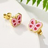 304 Stainless Steel Enamel Stud Earrings STAS-E502-01G-01-3