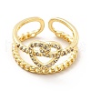 Clear Cubic Zirconia Heart Knot Open Cuff Ring KK-H439-26G-2