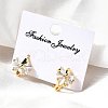 Bowknot Brass Hoop Earrings EJEW-S256-02A-G-3