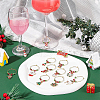 BENECREAT 24Pcs 12 Styles Christmas Tree & Snowflake & Sock & Santa Claus Alloy Enamel Dangle Wine Glass Charms with Glass Pearl AJEW-BC0003-12-5