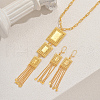 Vintage Middle Eastern Iron Rectangle with Rose Pendant Necklaces & Earrings Sets for Weddings and Events ZD5979-1