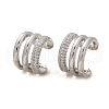 Brass Micro Pave Clear Cubic Zirconia Cuff Earrings EJEW-Z111-03P-01-4
