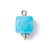 Dyed Natural Agate Cube Charms PALLOY-JF03964-3