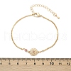 Brass Micro Pave Cubic Zirconia Birthday Flower Link Bracelets BJEW-U031-01G-10-5