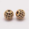 Brass Micro Pave Cubic Zirconia Beads ZIRC-E110-02G-1
