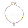 Glass Seed Beads & Flower Handmade Lampwork Beaded Necklaces NJEW-MZ00065-04-4