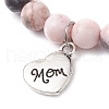 Mother's Day Theme Natural Pink Zebra Jasper Beads Stretch Bracelets for Women BJEW-JB11452-3