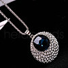 Flat Round Alloy Sapphire Rhinestone Pendant Necklaces for Women FS-WGA9C47-01-3