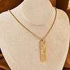304 Stainless Steel Clear Cubic Zirconia Rectangle Constellation Pendant Necklaces for Women Men NJEW-S435-01G-L-2