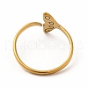 201 Stainless Steel Whale Tail Open Cuff Ring for Women RJEW-K239-01G-1-2