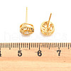 Flat Round Brass Micro Pave Clear Cubic Zirconia Stud Earrings EJEW-H162-04G-5