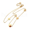 304 Stainless Steel FireBrick Enamel Ladybug Clover Link Chain Necklaces NJEW-R026-11G-4