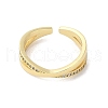 Brass Micro Pave Cubic Zirconia Open Cuff Ring RJEW-A040-06G-2
