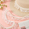   5 Yards Chiffon Pleated Lace Ribbon with Plastic Beads OCOR-PH0004-05-5