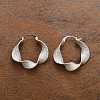 Textured Twist Brass Hoop Earrings for Women EJEW-U055-03B-P-1