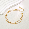 Fashionable Vintage Style Brass & Faceted Glass Rondelle Beads Double Layer Adjustable Ladies Anklets FX2573-1-1