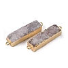 Electroplated Natural Druzy Agate Links/Connectors G-G656-02F-3