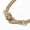 Cubic Zirconia Leopard Pendant Necklace with Brass Curb Chains for Women NJEW-G096-01G-03-2