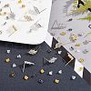  6 Pairs 2 Colors Brass Micro Pave Cubic Zirconia Stud Earring Findings with Loops KK-NB0002-51-4