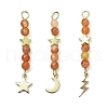 3Pcs 3 Styles Natural Carnelian Faceted Round Beaded Pendants PALLOY-JF03604-01-2