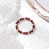 Natural Mixed Stone Beaded Stretch Rings for Women RJEW-JR00868-3