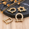 4Pcs 4 Style Brass Micro Pave Clear Cubic Zirconia D-Ring Anchor Shackle Clasps ZIRC-PJ0001-02-4