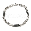 Two Tone 304 Stainless Steel Rectangle & Byzantine Chain Bracelet BJEW-B078-40BP-1