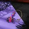 Halloween Theme Spider & Skull Dyed Synthetic Turquoise & Glass Seed Beads Pendant Decorations HJEW-MZ00282-4