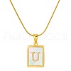 Stainless Steel Snake Bone Chain Alphabet Necklace with Shell Pendant WD3660-21-1