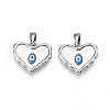 Brass Pave Natural Shell Heart Pendants KK-N258-07P-1