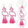 FIBLOOM 4 Pairs 4 Colors Alloy Flamingo Dangle Earrings EJEW-FI0003-20-5