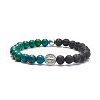 Natural & Synthetic Mixed Gemstone & Alloy Saint Benedict Medal Beaded Strech Bracelet for Women BJEW-JB09344-2