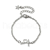 304 Stainless Steel Heartbeat Link Bracelets BJEW-F500-05P-2