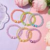6Pcs 6 Colors Heart & Round Acrylic Beaded Stretch Kid Bracelet Sets BJEW-JB10674-5