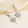 Brass Clear Cubic Zirconia Star Hoop Earrings XZ2296-2-2