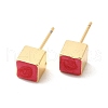 Enamel Cube Stud Earrings EJEW-P210-02G-02-1