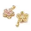 Flower Brass Micro Pave Cubic Zirconia Pendants KK-M325-13C-G-2