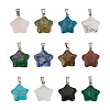 Yilisi 24Pcs 12 Styles Star Natural & Synthetic Gemstone Pendants G-YS0001-22-2