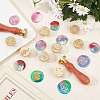 CRASPIRE 12Pcs 12 Patterns Brass Wax Seal Stamp AJEW-CP0004-30-5